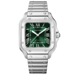 CARTIER STAINLESS STEEL GREEN DIAL "SANTOS DE CARTIER"